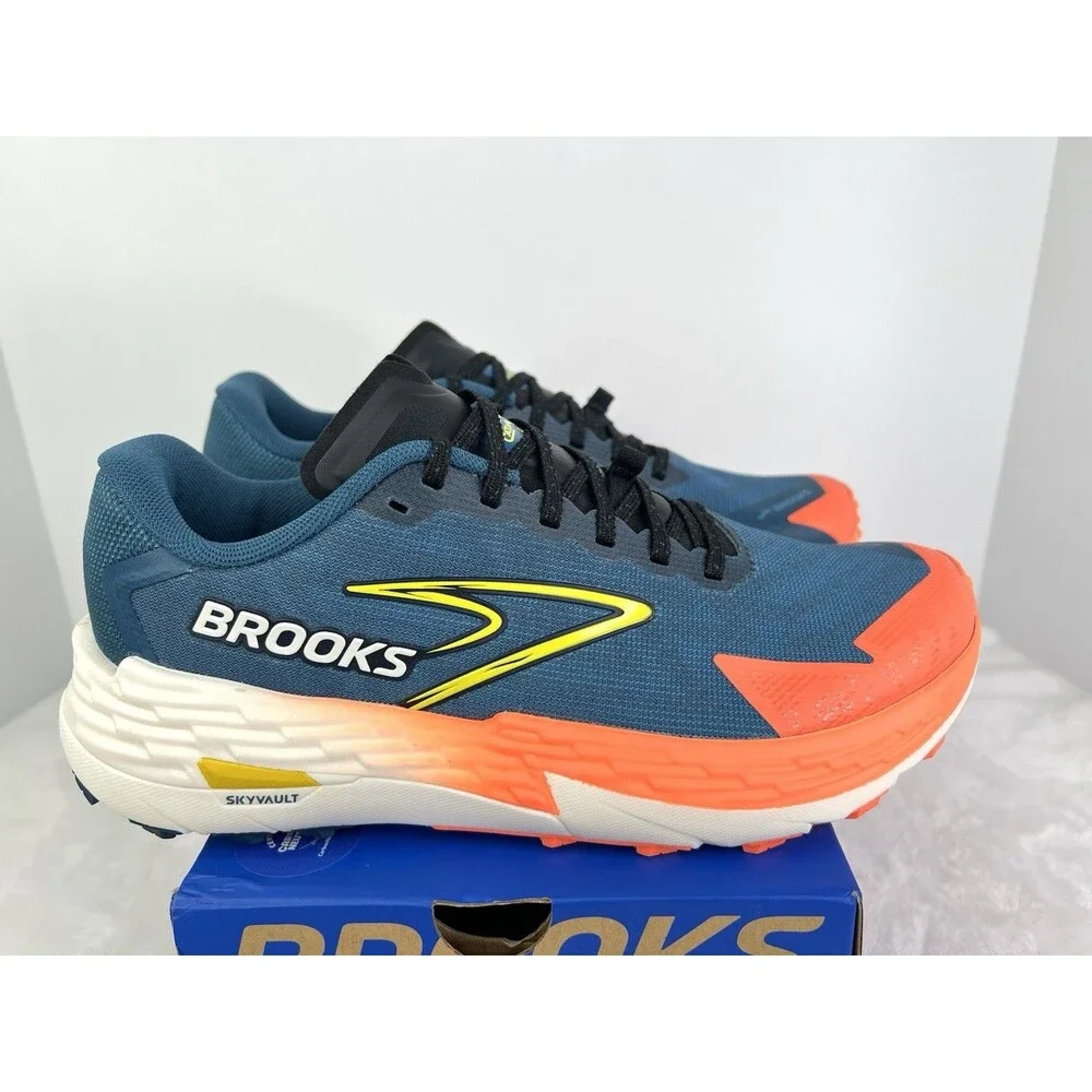 Brooks Catamount 4 Trail Running Shoes Mens 8 D Legion Blue Celestial Flame New